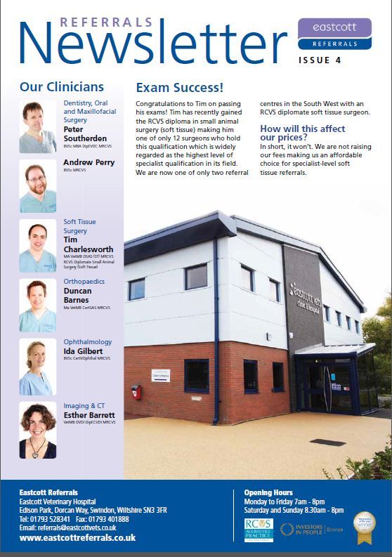 Eastcott Veterinary Referrals Swindon Newsletter Issue 4